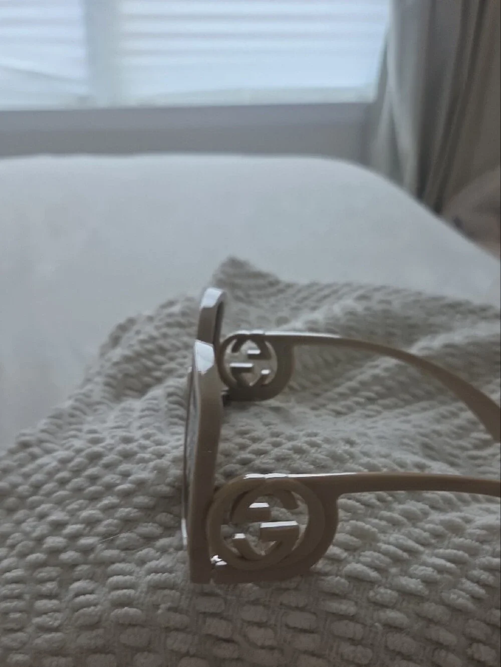 Cream Square Sunglasses with Brown Lenses